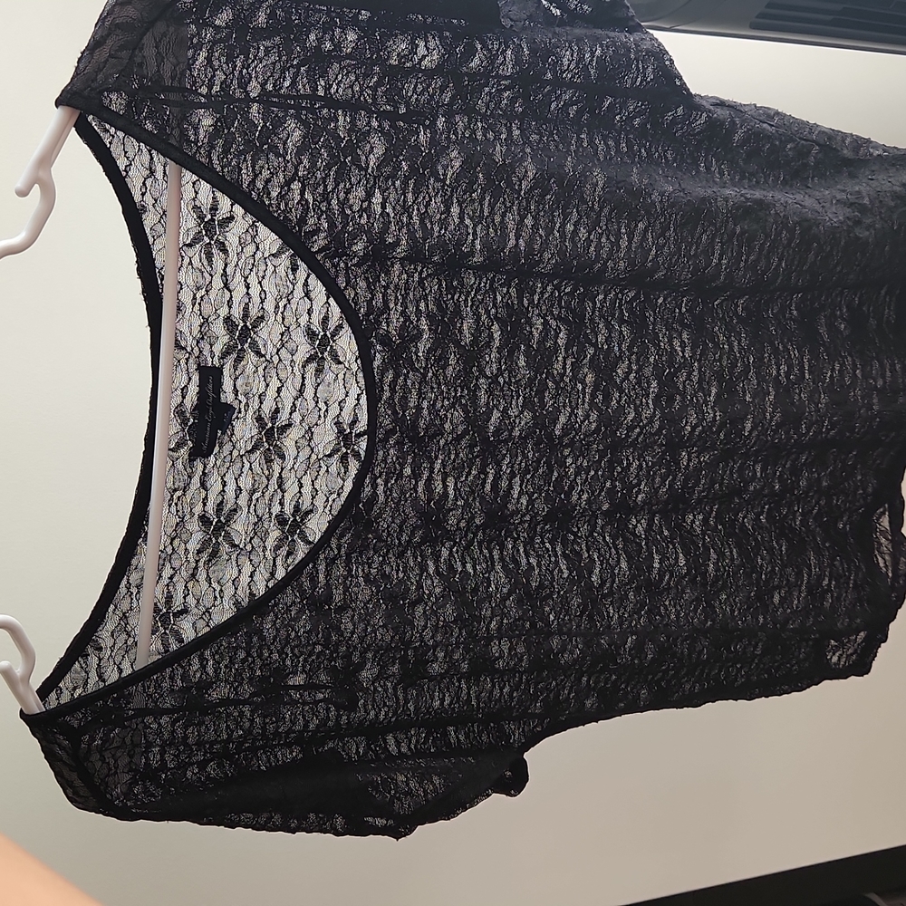 Black lace shirt (slightly cropped)- size small
